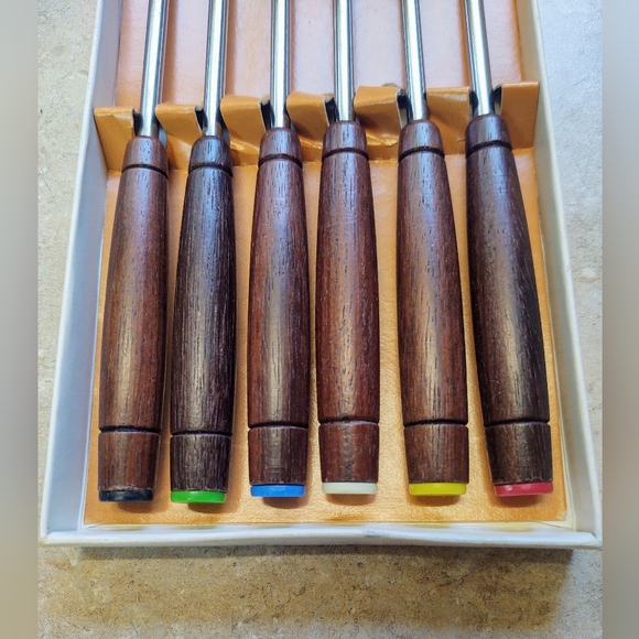 NEW Vtg MCM Oneida New Era Fondue Fork Set (6) - Picture 5 of 7